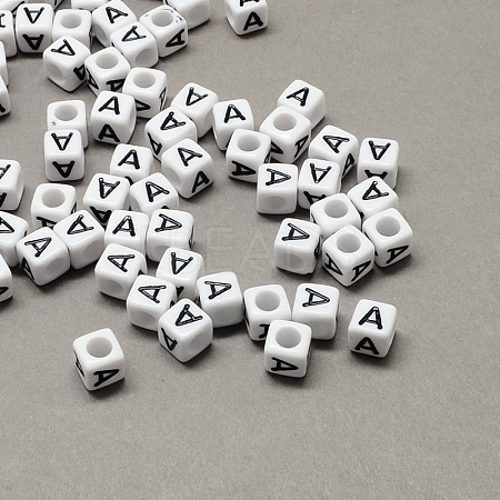 Large Hole Acrylic Letter European Beads LS-X-SACR-Q103-6mm-01A-1