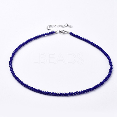 Faceted Rondelle Glass Beaded Necklaces NJEW-JN02568-02-1