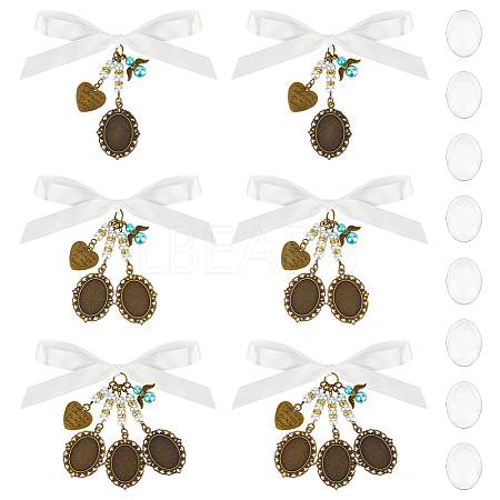 6Pcs 3 Styles Alloy Oval Tray Brooch Base Settings PALLOY-UN00036-1