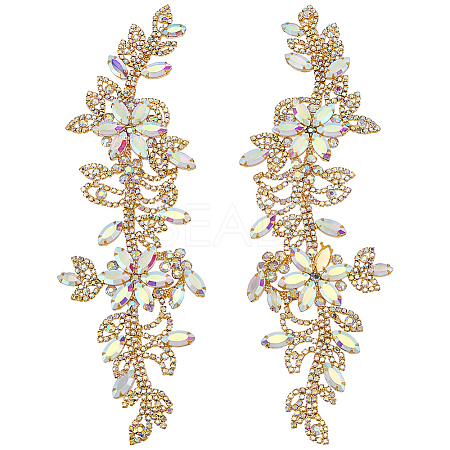 Brass Rhinestone Cloth Patches PATC-WH0031-003G-01-1
