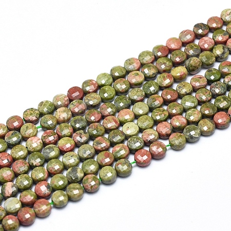 Natural Unakite Beads Strands G-D0003-A32-1