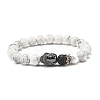 Natural Howlite & Lava Rock Round Beads Energy Power Stretch Bracelet for Men Women BJEW-JB07037-02-1