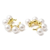 Rack Plating Brass Cuff Earrings with Plastic Pearl Beaded EJEW-M222-03G-2