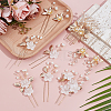 2 Sets 2 Styles Floral Brass Hair Combs OHAR-ME0001-04-5