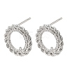 Brass Micro Pave Cubic Zirconia Stud Earring Findings with Loops CU-CBA1682-04P-1