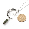 Natural Chinese Southern Jade Bullet with Alloy Moon and Star Pendant Necklace NJEW-JN03912-06-7