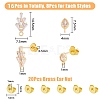 DICOSMETIC 16Pcs 2 Style Brass Cubic Zirconia Stud Earring Findings ZIRC-DC0001-11-7