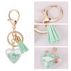 3Pcs 3 Colors Shell Starfish in Heart & Tassel Charm Acrylic Keychain HJEW-GO0001-01-3