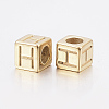 304 Stainless Steel Large Hole Letter European Beads LS-STAS-H428-01G-H-2
