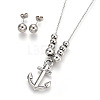 Tarnish Resistant 304 Stainless Steel Stud Earrings & Pendant Necklaces Jewelry Sets SJEW-L136-14P-1