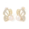 Natural Pearl Stud Earrings EJEW-L286-03G-1