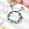 Electroplated Natural Green Aventurine Chip Bead Braided Bead Bracelets for Women BJEW-TA00610-04-1