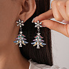Christmas Tree with Snowflake Alloy Rhinestone Dangle Stud Earrings FS-WGD6521-04-2
