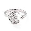 Moon & Star Rotatable Open Ring for Women RJEW-M139-13P-1