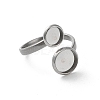 Non-Tarnish 304 Stainless Steel Open Cuff Ring Findings STAS-E124-05E-P-2