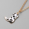 Cowboy Theme Enamel Pendant Necklace with Cable Chains NJEW-WH0013-17B-2