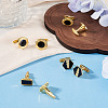 4 Pairs 4 Styles Alloy Enamel Cufflinks FIND-TA0010-10-6