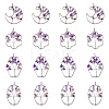 8Pcs 4 Styles Flower & Moon & Oval & Hexagon Natural Amethyst Copper Wire Wrapped Chip Big Pendants G-DC0001-26-1