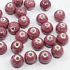 Pearlized Pale Violet Red Handmade Porcelain Round Beads X-PORC-D001-12mm-06-1