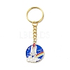 Space Theme Alloy Enamel Flat Round Pendant Keychain KEYC-JKC00390-2