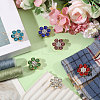 12Pcs 6 Colors Brass Rhinestone Cufflinks BUTT-GL0001-06-5