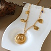 Brass Micro Pave Clear Cubic Zirconia Coin Clover Heart Multi Pendant Necklaces for Women WG98C8B-01-2