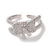 Brass Micro Pave Cubic Zirconia Open Cuff Ring RJEW-K256-58C-P-2