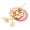 Oval & Peach Blossom Dyed Natural White Shell Brooches for Women JEWB-E031-01G-01-2