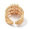 Brass with Cubic Zirconia Open Cuff Rings LS-RJEW-B053-07-3