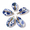 Printed Natural Cowrie Shell Pendants SSHEL-R047-02-E01-2