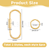 6Pcs Brass Locking Carabiner KK-HS0015-85A-2