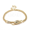 Cubic Zirconia Leopard Link Bracelet Brass Curb Chains for Women BJEW-G664-01G-04-1