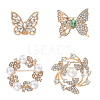 4Pcs 4 Styles Alloy Rhinestone Brooches for Clothes JEWB-CN0001-05-1