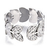 Non-Tarnish 304 Stainless Steel Leaf Cuff Rings RJEW-N038-110P-4