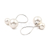 Shell Pearl Round Dangle Stud Earrings EJEW-Z024-07P-2