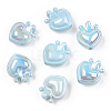 UV Plating Opaque Rainbow Iridescent Acrylic Beads OACR-T027-01-B02-1