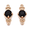 Brass Pave Faceted Glass Connector Charms FIND-T070-03B-1