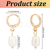FIBLOOM 2 Pairs 2 Colors Plastic Imitaion Pearl Beaded Dangle Leverback Earrings EJEW-FI0001-03-2
