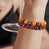 Natural Red Agate Round Beaded Stretch Bracelet BJEW-SW00077-08-5