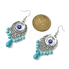 Resin Evil Eye & Synthetic Turquoise Beaded Long Drop Earrings EJEW-JE05389-03-2