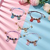 Natural Lava Rock & Mixed Stone & Glass Seed Beaded Braided Bracelets BJEW-MZ00063-2