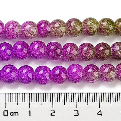Spray Painted Crackle Glass Beads Strands DGLA-C002-8mm-04-1