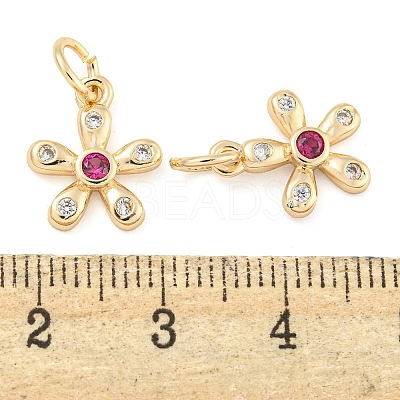 Rack Plating Brass Micro Pave Clear Cubic Zirconia Charms KK-F089-07G-1
