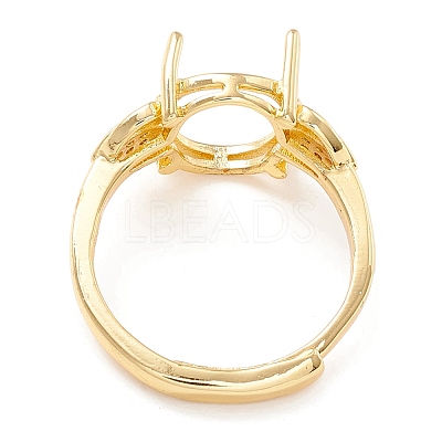 Brass Cubic Zirconia Adjustable Solitaire Ring Components KK-K266-08G-1