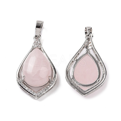 Natural Rose Quartz Pendants G-H283-04P-24-1