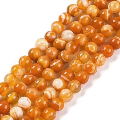 Natural Striped Agate/Banded Agate Beads Strands LS-G-H037-A02-01-1