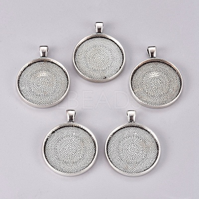 Alloy Pendant Cabochon Settings PALLOY-A13349-AS-NR-1
