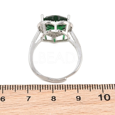 Heart Brass Micro Pave Cubic Zirconia Cuff Open Rings for Women CU-CBA0A21-02P-04-1
