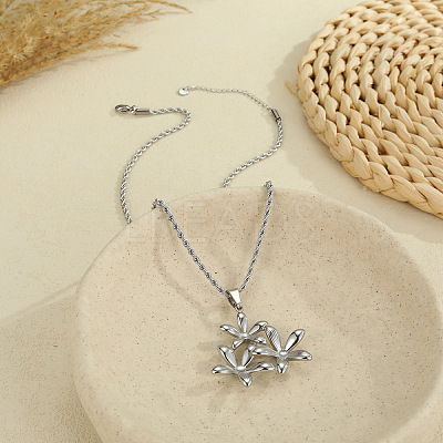304 Stainless Steel 3D Flower Pendant Necklaces for Women WGDBDE2-02-1