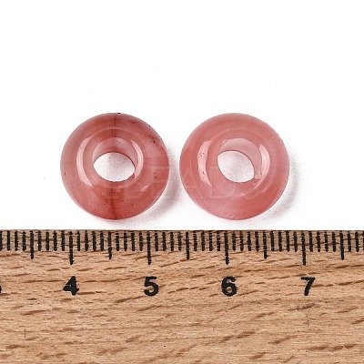 Cherry Quartz Glass European Large Hole Beads X-G-Q442-17-1